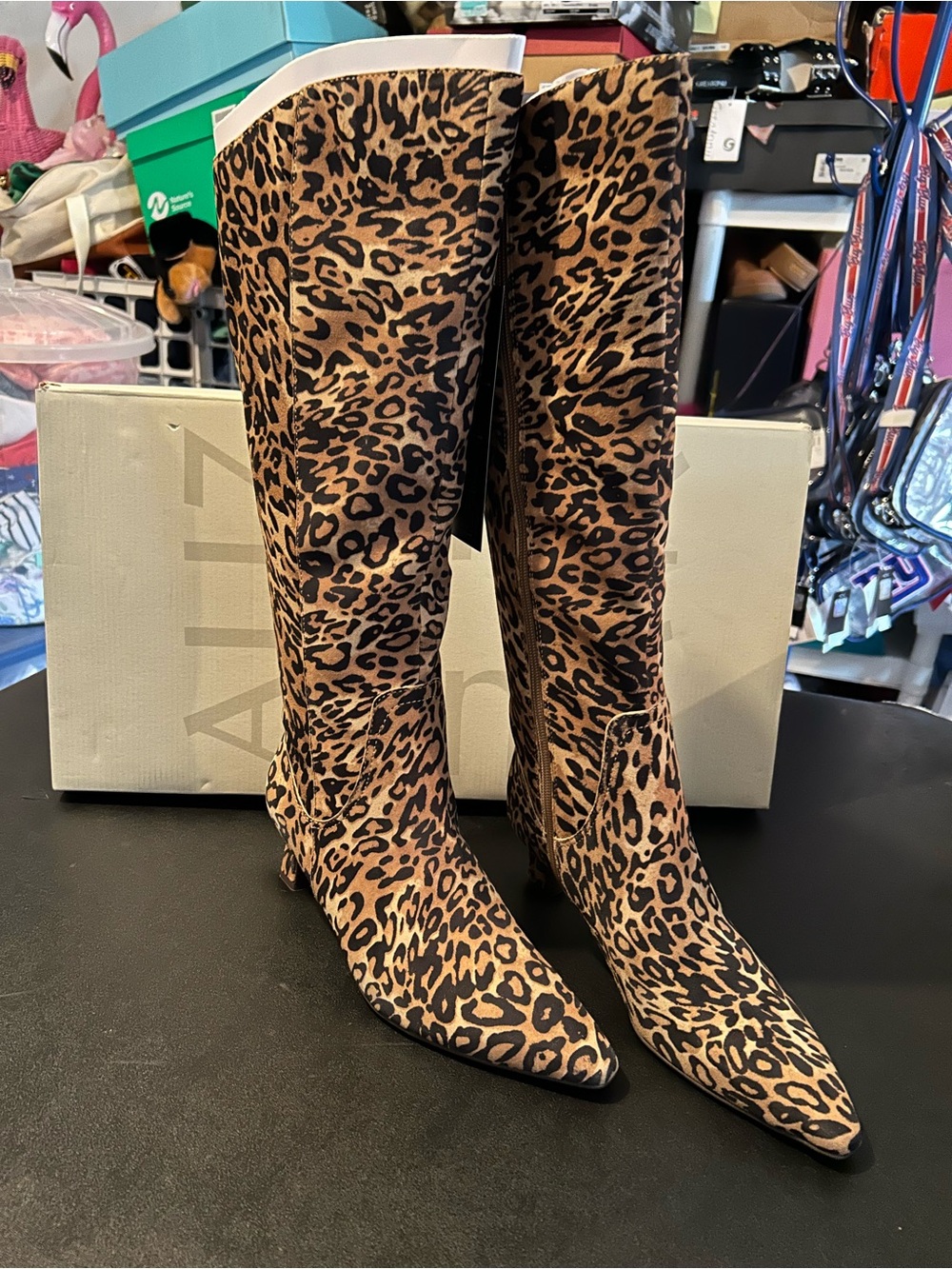 Naturalizer Leopard Print size 9ww Knee-High Heeled Boots - Brown/Black